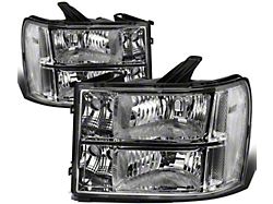 Headlights with Clear Corner Lights; Chrome Housing; Clear Lens (07-14 Sierra 2500 HD)