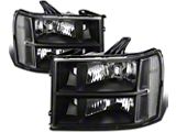 Headlights with Clear Corners; Black Housing; Clear Lens (07-14 Sierra 2500 HD)