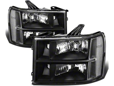 Headlights with Clear Corners; Black Housing; Clear Lens (07-14 Sierra 2500 HD)