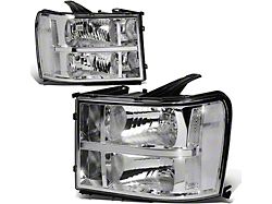 Headlights with Clear Corners; Chrome Housing; Clear Lens (07-14 Sierra 2500 HD)
