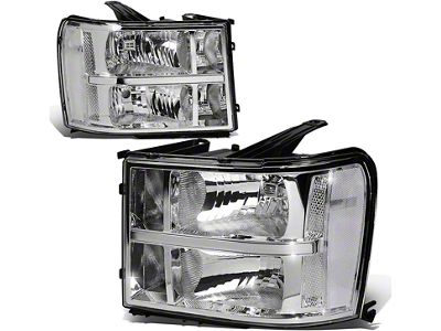 Headlights with Clear Corners; Chrome Housing; Clear Lens (07-14 Sierra 2500 HD)