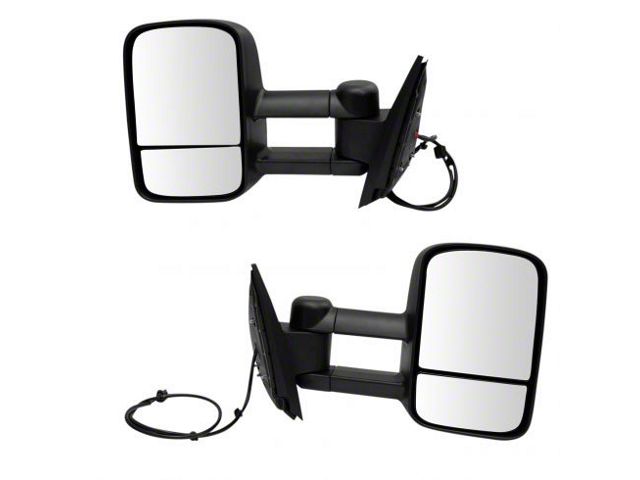 Heated Manual Towing Mirrors; Textured Black (07-14 Sierra 2500 HD)