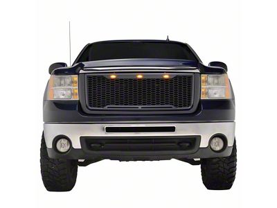 Impulse Upper Replacement Grille with Amber LED Lights; Matte Black (07-10 Sierra 2500 HD)