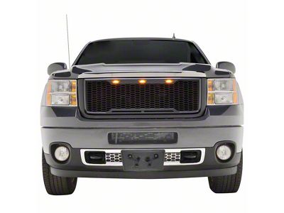 Impulse Upper Replacement Grille with Amber LED Lights; Matte Black (11-14 Sierra 2500 HD)