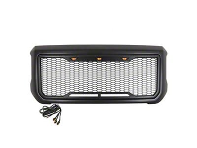 Impulse Upper Replacement Grille with Amber LED Lights; Matte Black (15-19 Sierra 2500 HD)