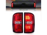 LED Tail Lights; Black Housing; Red Lens (15-19 Sierra 2500 HD w/ Factory Halogen Tail Lights)