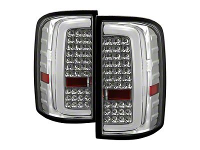 LED Tail Lights; Chrome Housing; Clear Lens (15-19 Sierra 2500 HD w/ Factory Halogen Tail Lights)