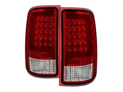 LED Tail Lights; Chrome Housing; Red Clear Lens (07-14 Sierra 2500 HD)