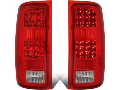 LED Tail Lights; Chrome Housing; Red Lens (07-14 Sierra 2500 HD)