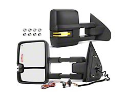 Powered Heated Manual Folding Towing Mirrors with Smoked Clearance Light and Turn Signal; Textured Black (15-19 Sierra 2500 HD)