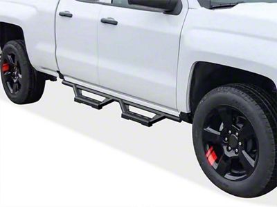 Octagon Tube Drop Style Nerf Side Step Bars; Black (07-19 Sierra 2500 HD Extended/Double Cab)