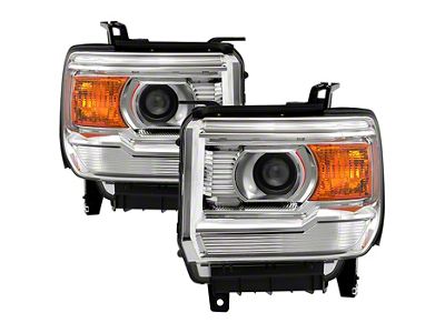 OE Style Headlights; Chrome Housing; Clear Lens (15-19 Sierra 2500 HD w/ Factory Halogen Headlights)