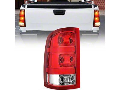 OE Style Tail Light; Chrome Housing; Red Lens; Driver Side (07-14 Sierra 2500 HD)
