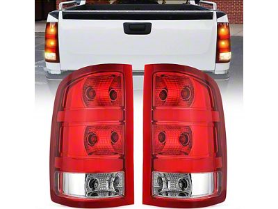OE Style Tail Lights; Chrome Housing; Red Lens (07-14 Sierra 2500 HD)
