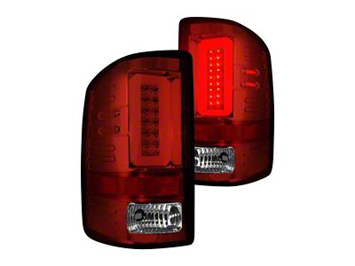 OLED Tail Lights; Chrome Housing; Dark Red Smoked Lens (16-19 Sierra 2500 HD w/ Factory LED Tail Lights)