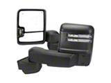 Powered Heated Manual Extendable Towing Mirrors with Clear LED Turn Signals; Black (20-26 Sierra 2500 HD)