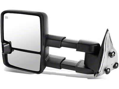 Powered Heated Towing Mirror with Smoked Turn Signal; Black; Driver Side (07-14 Sierra 2500 HD)