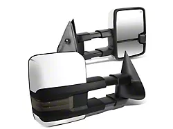 Powered Heated Towing Mirrors with Smoked Amber LED Turn Signal; Chrome (01-02 Sierra 2500 HD)