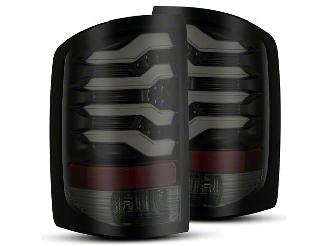 PRO-Series LED Tail Lights; Jet Black Housing; Smoked Lens (14-18 Sierra 2500 HD SRW w/ Factory Halogen Tail Lights)