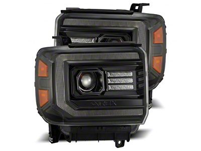 PRO-Series Projector Headlights; Alpha Black Housing; Clear Lens (15-19 Sierra 2500 HD)