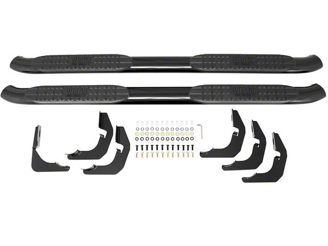 Pro Traxx 4-Inch Oval Side Step Bars; Black (15-19 6.6L Duramax Sierra 2500 HD Regular Cab)