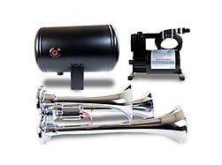 ProBlaster Compact Triple Air Horn System; Chrome (Universal; Some Adaptation May Be Required)