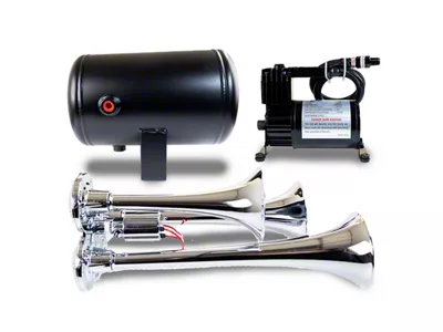 ProBlaster Compact Triple Air Horn System; Chrome (Universal; Some Adaptation May Be Required)