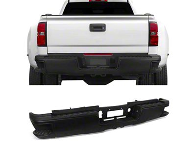 Rear Bumper; Not Pre-Drilled for Backup Sensors; Black (15-19 Sierra 2500 HD w/ Hitch Draw Bar)