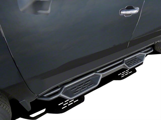Round Tube Drop Style Nerf Side Step Bars; Black (20-24 Sierra 2500 HD Crew Cab)