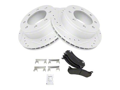 Semi-Metallic Performance 8-Lug Brake Rotor and Pad Kit; Rear (07-10 Sierra 2500 HD)