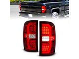 Sequential LED C-Bar Tail Lights; Chrome Housing; Red/Clear Lens (15-19 Sierra 2500 HD w/ Factory Halogen Tail Lights)