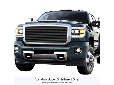 Stainless Steel Billet Upper Grille; Black (15-19 Sierra 2500 HD)