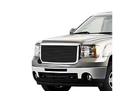 Stainless Steel Billet Upper Grille Overlay; Black (07-10 Sierra 2500 HD)
