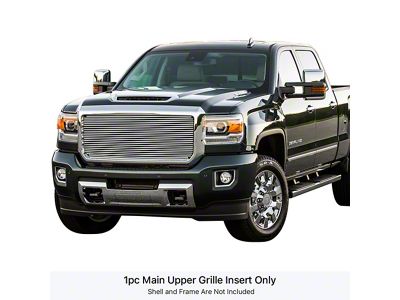 Stainless Steel Billet Upper Replacement Grille; Polished (15-19 Sierra 2500 HD)