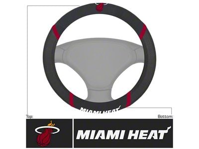 Steering Wheel Cover with Miami Heat Logo; Black (Universal; Some Adaptation May Be Required)