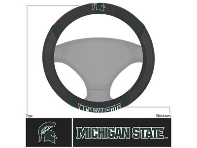 Steering Wheel Cover with Michigan State University Logo; Black (Universal; Some Adaptation May Be Required)
