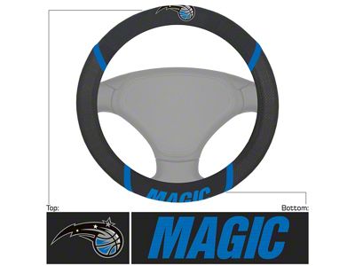 Steering Wheel Cover with Orlando Magic Logo; Black (Universal; Some Adaptation May Be Required)