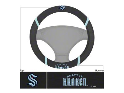 Steering Wheel Cover with Seattle Kraken Logo; Black (Universal; Some Adaptation May Be Required)