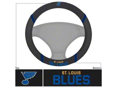 Steering Wheel Cover with St. Louis Blues Logo; Black (Universal; Some Adaptation May Be Required)