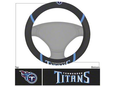 Steering Wheel Cover with Tennessee Titans Logo; Black (Universal; Some Adaptation May Be Required)