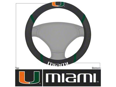 Steering Wheel Cover with University of Miami Logo; Black (Universal; Some Adaptation May Be Required)
