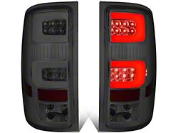 Dual C-Bar LED Tail Lights; Chrome Housing; Smoked Lens (07-14 Sierra 2500 HD)