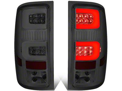 Dual C-Bar LED Tail Lights; Chrome Housing; Smoked Lens (07-14 Sierra 2500 HD)