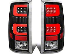 Dual C-Bar LED Tail Lights; Black Housing; Clear Lens (07-14 Sierra 2500 HD)