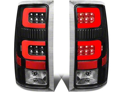 Dual C-Bar LED Tail Lights; Black Housing; Clear Lens (07-14 Sierra 2500 HD)
