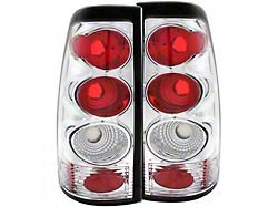 Tail Lights; Chrome Housing; Clear Lens (01-06 Sierra 2500 HD)