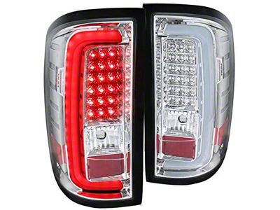 LED Tail Lights; Chrome Housing; Clear Lens (15-19 Sierra 2500 HD w/ Factory Halogen Tail Lights)