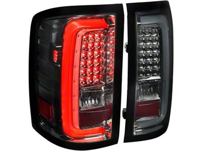 LED Tail Lights; Chrome Housing; Smoked Lens (15-19 Sierra 2500 HD w/ Factory Halogen Tail Lights)