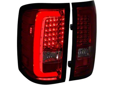 LED Tail Lights; Chrome Housing; Red Smoked Lens (15-19 Sierra 2500 HD w/ Factory Halogen Tail Lights)