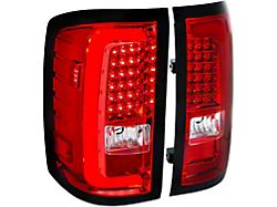 LED Tail Lights; Chrome Housing; Red Lens (15-19 Sierra 2500 HD w/ Factory Halogen Tail Lights)